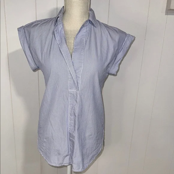 J. Crew Blue Striped Blouse - Picture 1 of 5